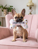 Haute Diggity Dog White Chewy Vuiton Bone Plush Dog Toy