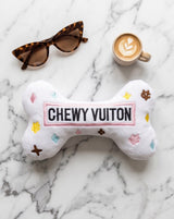 Haute Diggity Dog White Chewy Vuiton Bone Plush Dog Toy