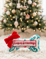 Haute Diggity Dog Holly Print Bone - Seasons Grrreetings Plush Dog Toy