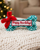 Haute Diggity Dog Green Stars Bone - Happy Howlidays Plush Dog Toy