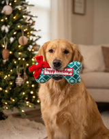 Haute Diggity Dog Green Stars Bone - Happy Howlidays Plush Dog Toy