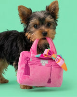 Haute Diggity Dog Barkin Bag - Pink w/ Scarf (Chic Doggie) Plush Dog Toy