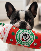 Haute Diggity Dog Starbarks Puppermint Mocha Holiday Dots Cup Plush Dog Toy