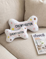 Haute Diggity Dog White Chewy Vuiton Bone Plush Dog Toy