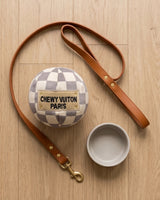 Haute Diggity Dog Tan Checker Chewy Vuiton Ball Plush Dog Toy