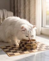 Haute Diggity Dog Tan Checker Chewy Vuiton Bundle (Set of 2 Bowls & Mat)