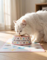 Haute Diggity Dog White Chewy Vuiton Bundle (Set of 2 Bowls & Mat)