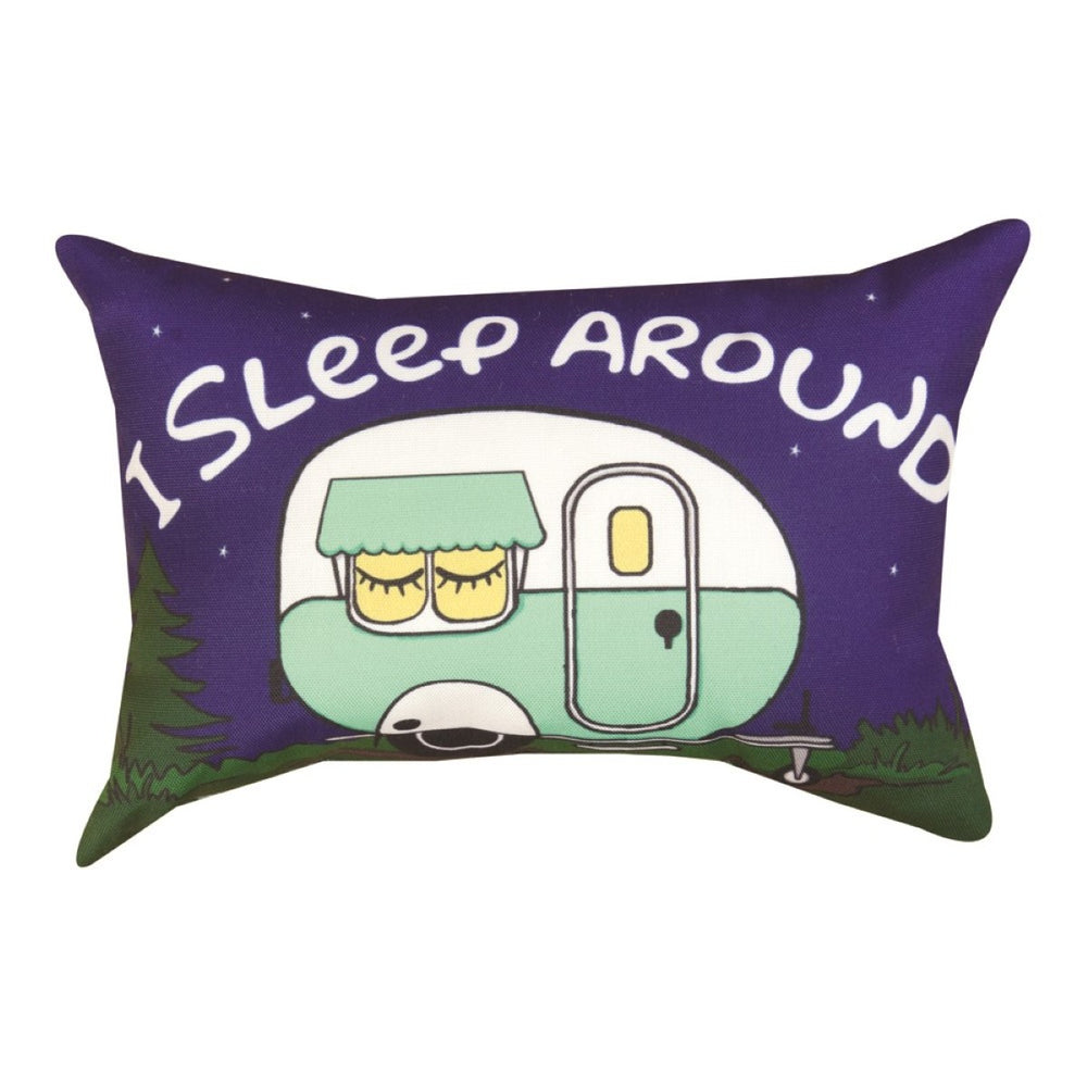 I Sleep Around… Word Throw Pillow 12.5" x 8" By Manual Woodworkers & Weavers