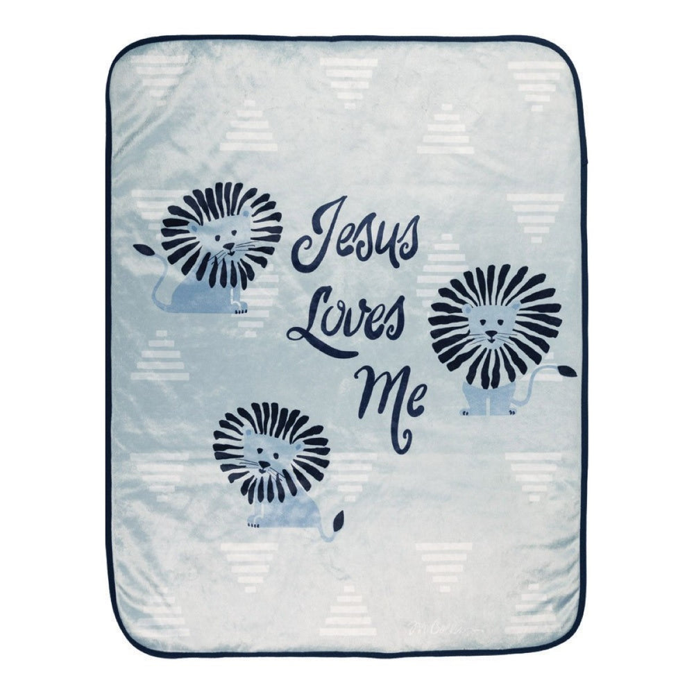 Jesus Loves Me Lion Throw Blanket 30" x 40" By Martha Collins