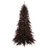Vickerman Black Fir with Orange Lights Artificial Halloween Tree, 3', Orange Mini Light