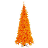 Vickerman Orange Fir Slim Artificial Halloween Tree, Pre-Lit Orange Mini Light