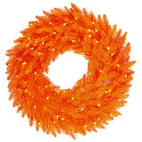 Vickerman Orange Fir Artificial Wreath, 24", Orange Mini Light