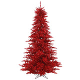 Vickerman Red Tinsel Fir Artificial Christmas Tree, 3', Unlit