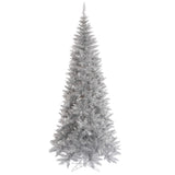 Vickerman Silver Tinsel Fir Slim Artificial Christmas Tree, 4.5', Unlit