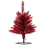 Vickerman Red Tinsel Fir Artificial Christmas Tree, 2' x 20", Unlit