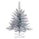 Vickerman Silver Tinsel Fir Artificial Christmas Tree, 2' x 20", Unlit
