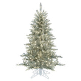 Vickerman Silver Tinsel Fir Artificial Christmas Tree, 4.5', Warm White Mini Light