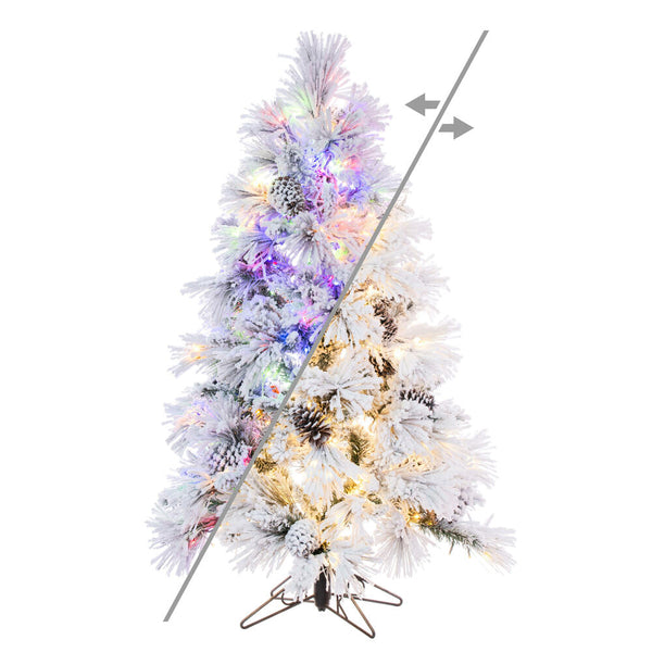Vickerman Vickerman Flocked Atka Pine Artificial Christmas Tree Color Changing (Multiple Sizes Available)
