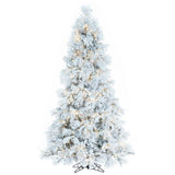 Vickerman Flocked Atka Slim Pine Artificial Christmas Tree, 4.5', Warm White 3mm LED