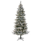 Vickerman Slim Flocked Kiana Pine Artificial Christmas Tree, 6.5', Warm White Mini Light