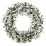 Vickerman Flocked Kiana Artificial Christmas Wreath, 36", Warm White Mini Light