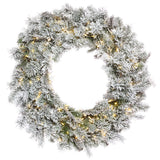 Vickerman Flocked Kiana Artificial Christmas Wreath, 24", Warm White 3mm LED