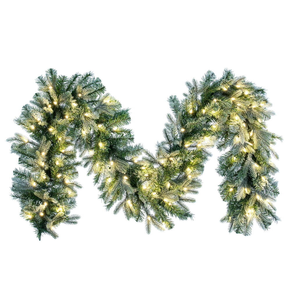 Vickerman Artificial Frosted Douglas Fir Garland, Warm White Mini Light