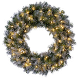 Vickerman Artificial Frosted Douglas Fir Wreath, 30", Warm White Mini Light