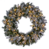 Vickerman Artificial Frosted Douglas Fir Wreath, 24", Warm White Mini Light