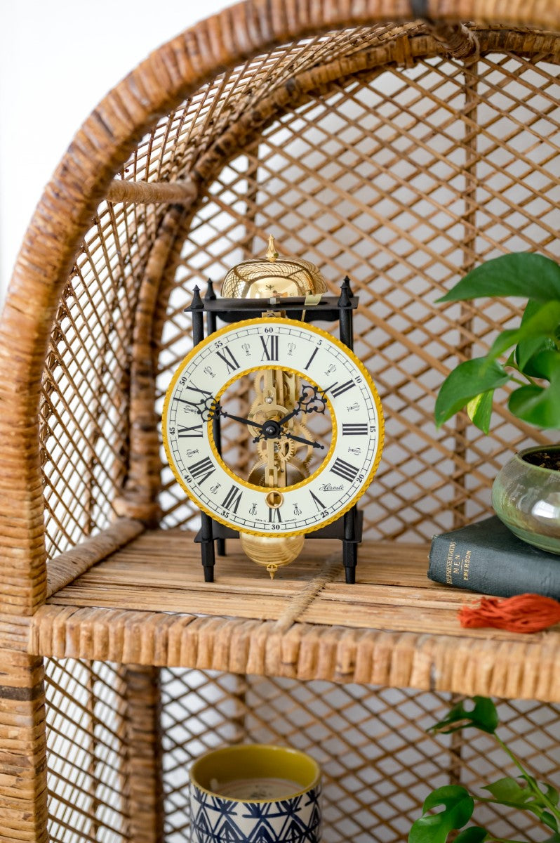 Hermle Kehl Black & Gold Skeleton Tabletop Mantel Clock, 23003000711