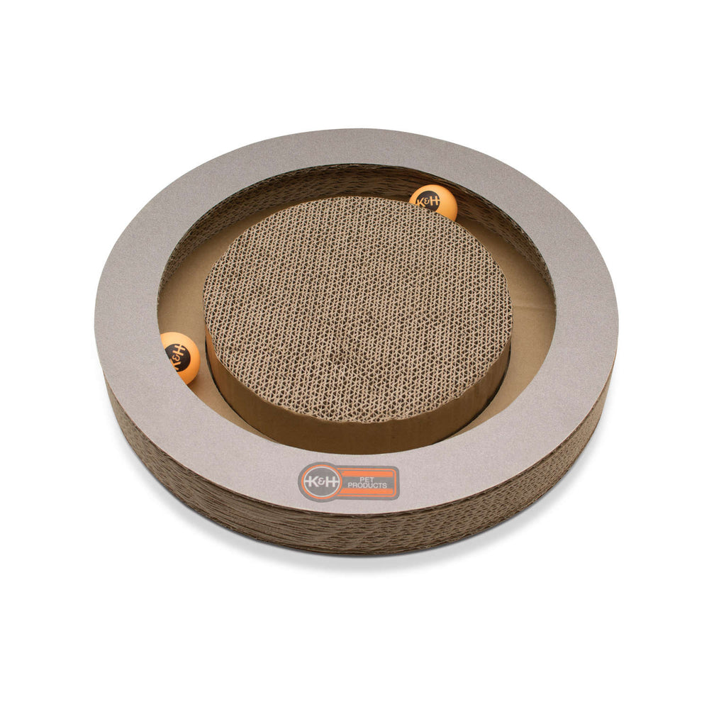 K&H Pet Products Kitty Tippy Round Cardboard Toy - Brown