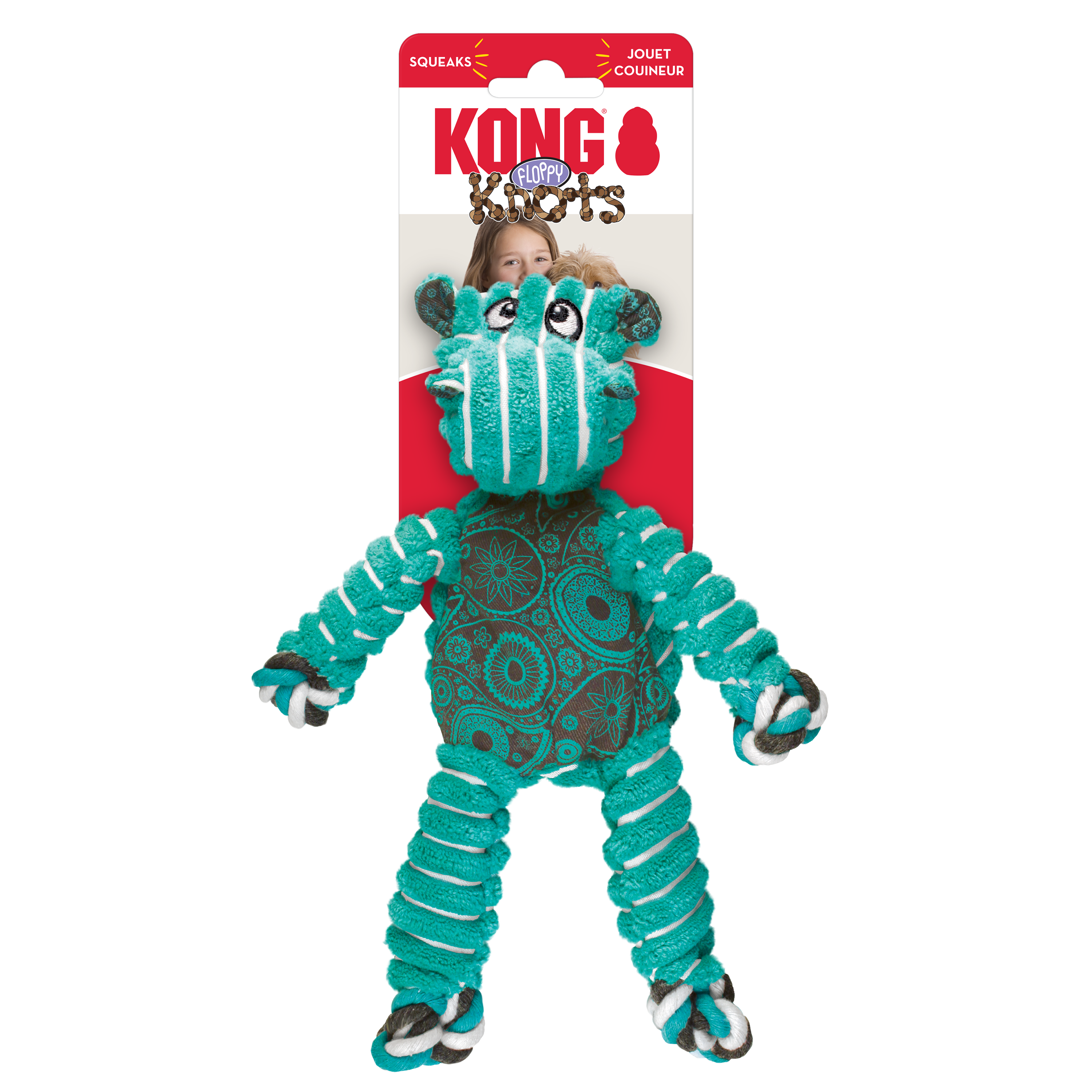 KONG Floppy Knots Hippo Plush Dog Toy, Multiple Sizes Available