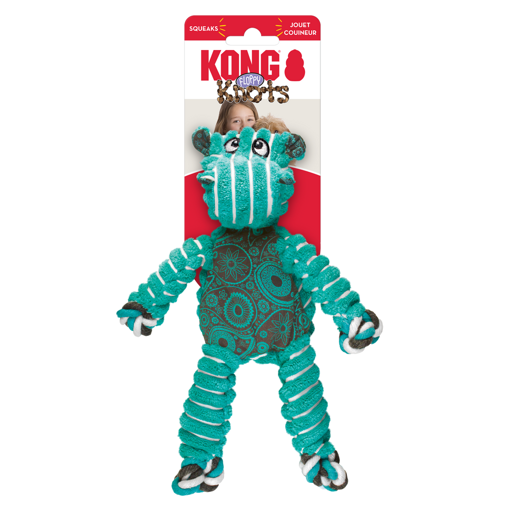KONG Floppy Knots Hippo Plush Dog Toy, Multiple Sizes Available
