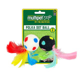 Multipet Polka Dot Ball with Feather Cat Toys - 2-Pack