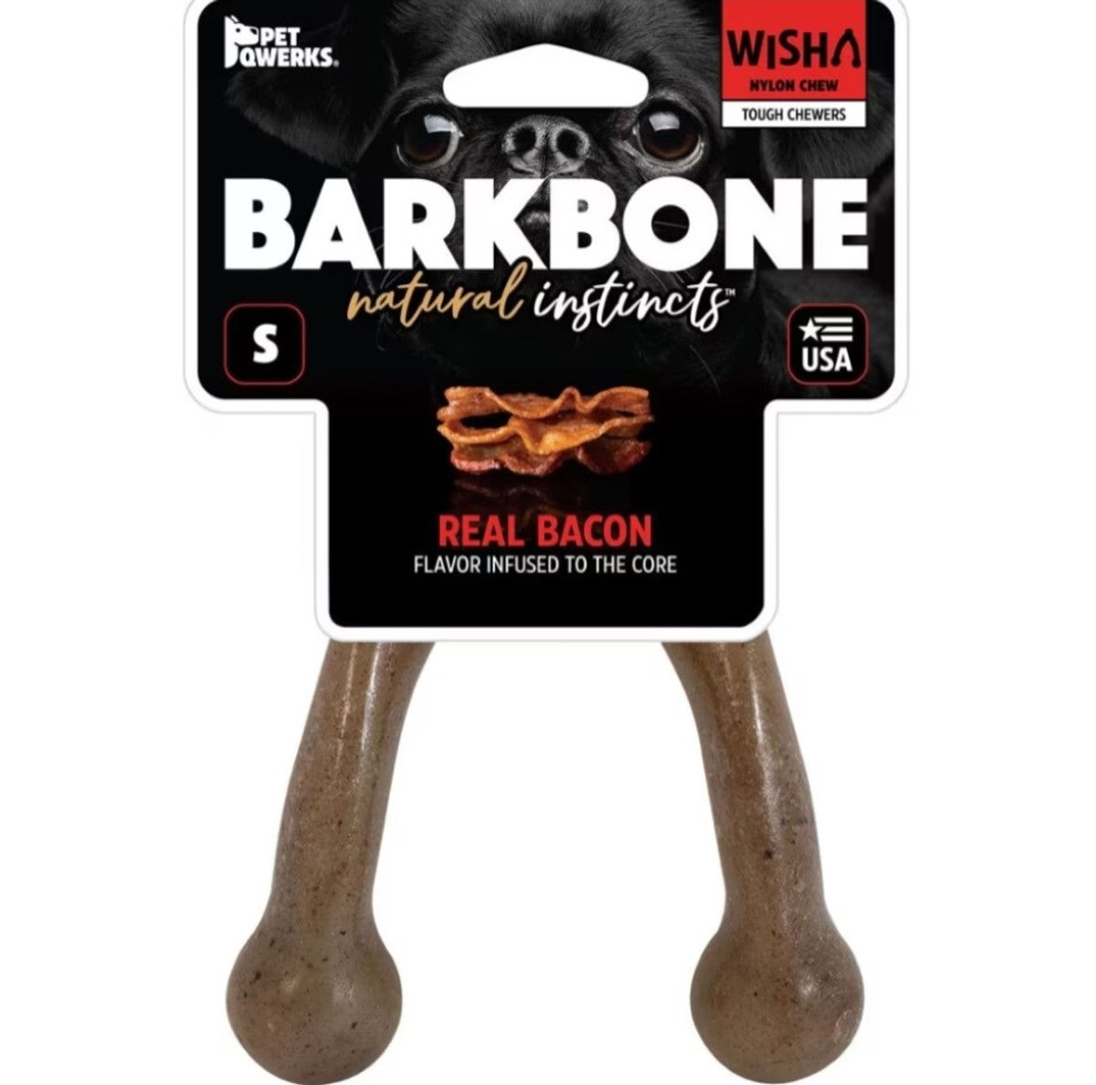 Pet Qwerks Wishbone BarkBone Chew Dog Toy (Various Flavors & Sizes)