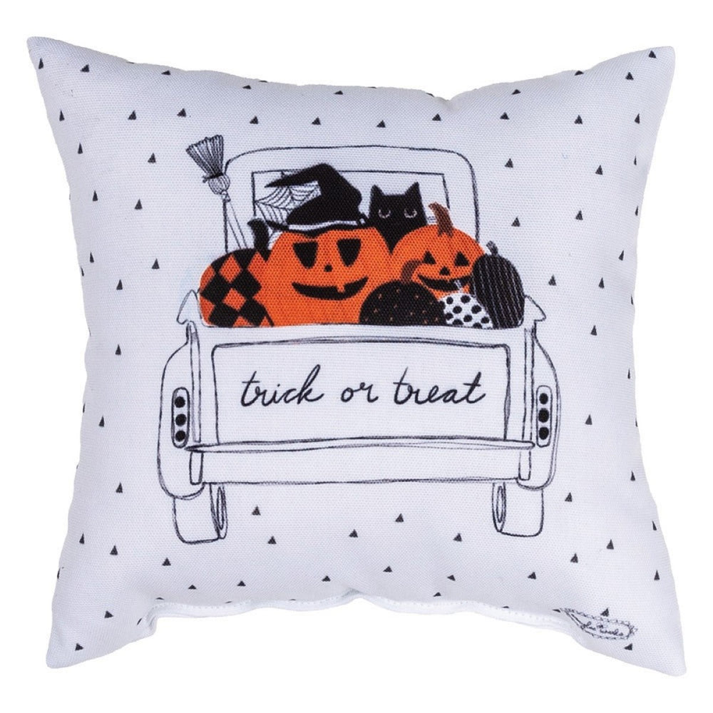 Kitty Pumpkin Throw Pillow 9" x 9" By Amylee Weeks
