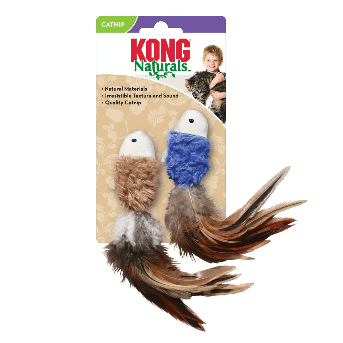 KONG Naturals Crinkle Fish 2-Pack Cat Toy (Assorted Colors)