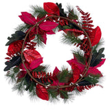 Vickerman Poinsettia Ball and Fern Decorated Wreath