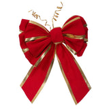 Vickerman Red Velvet-Gold Trim Hand Tied UV Bow, 12" x 13"