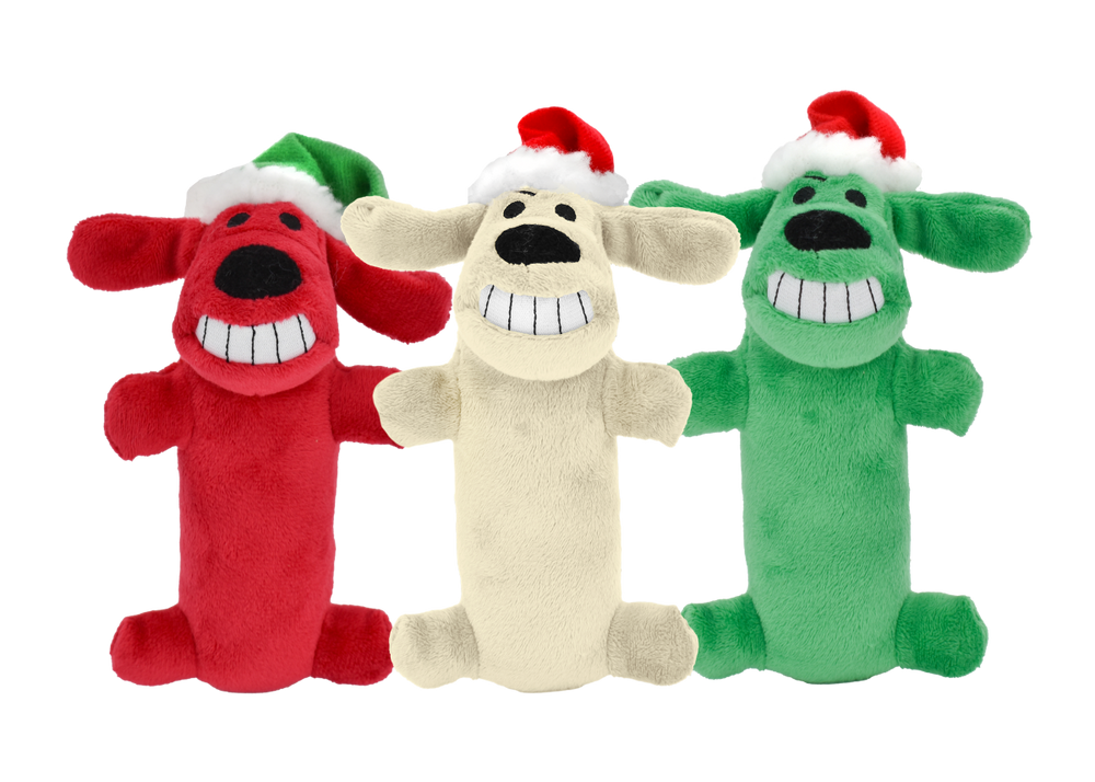 Multipet Holiday Loofa Dog Santa Plush Dog Toy (3 Sizes Available)