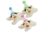 Multipet Lamb Chop with Birthday Hat Plush Dog Toy (2 Sizes Available)