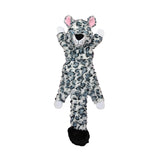Fat Tail Squeaky Plush Tug Dog Toy - Snow Leopard / Small 7"