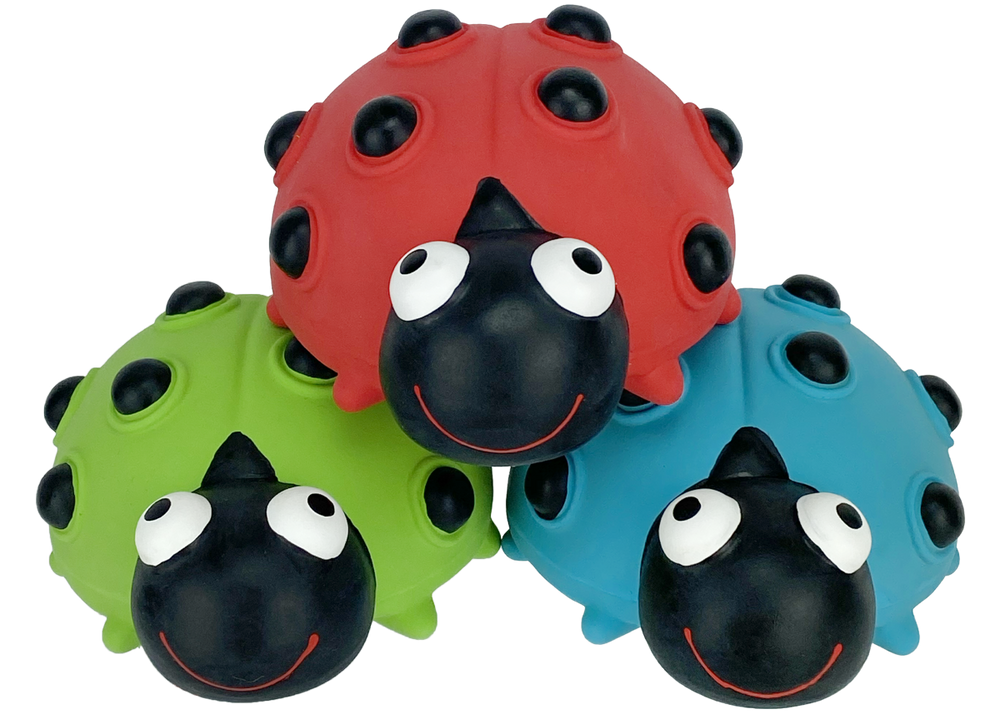 Multipet Look Who's Poppin' Ladybug Plush Dog Toy - 5"