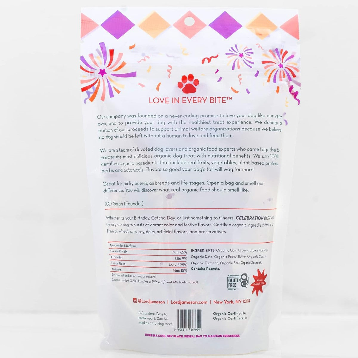 Lord Jameson Organic Dog Treats, Celebration Bash 6oz