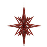 Vickerman 3D Glitter Star Ornament, 12", Red