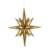Vickerman 3D Glitter Star Ornament, 12", Gold