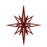Vickerman 3D Glitter Star Ornament, 16", Red