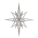 Vickerman 3D Glitter Star Ornament, 24", Silver