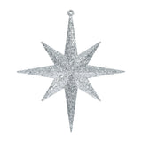 Vickerman Glitter Bethlehem Star Ornament, 8", Silver