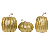 Vickerman 8" Glitter Pumpkins Assorted Set, Gold